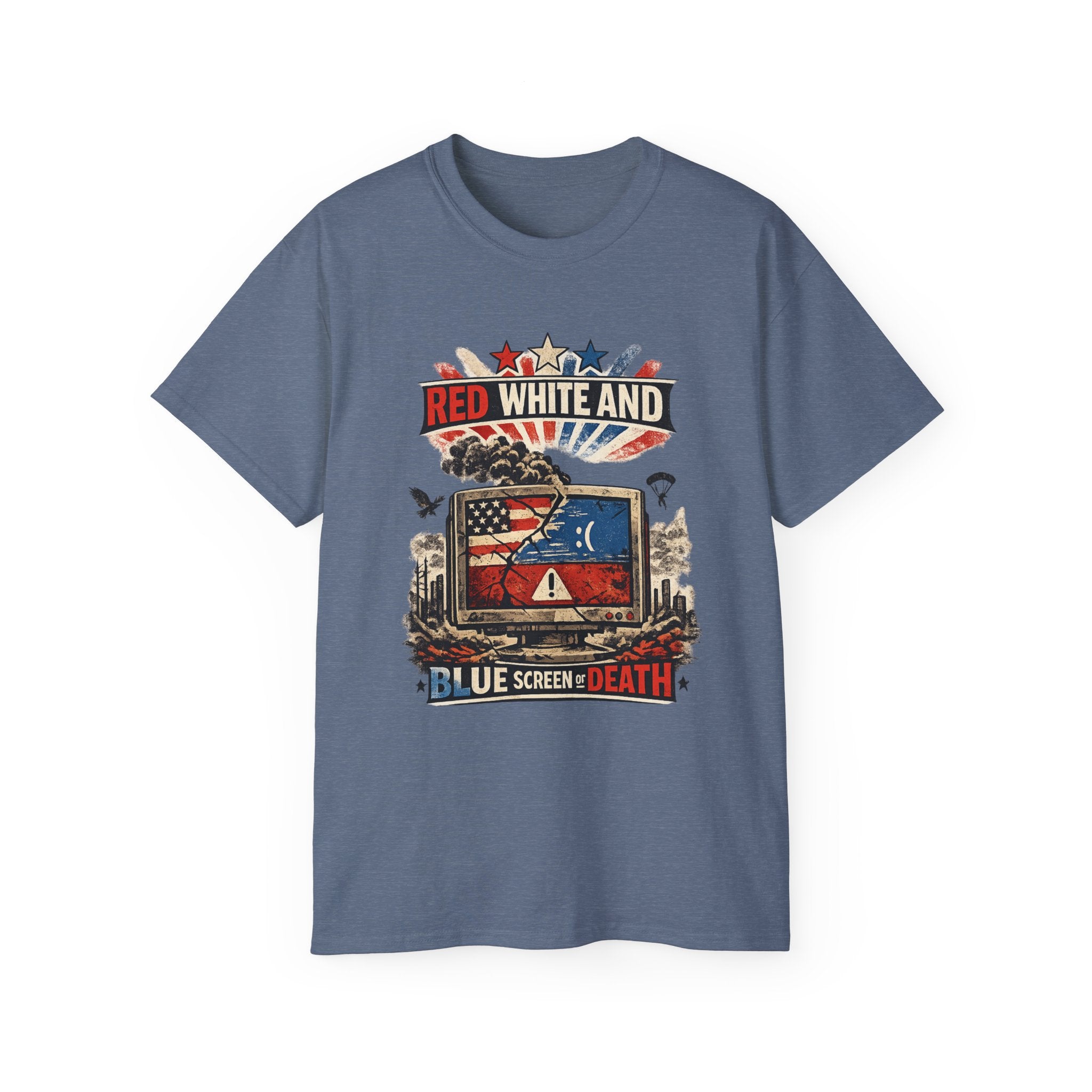 Patriotic 'Red White and Blue Screen of Death' Graphic Tee