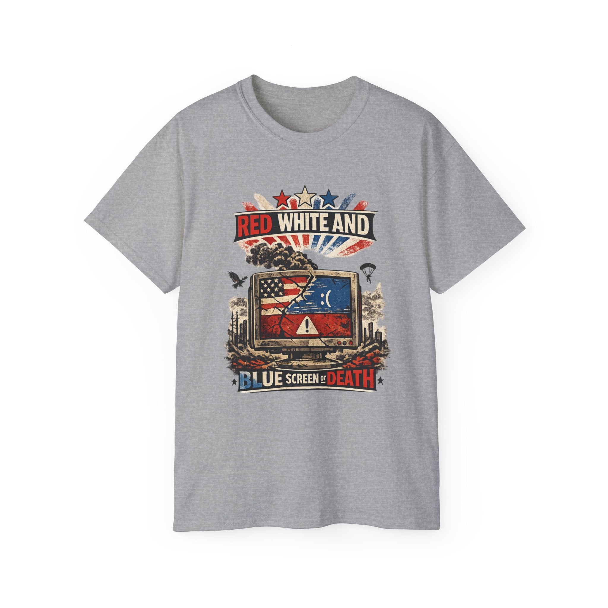 Patriotic 'Red White and Blue Screen of Death' Graphic Tee