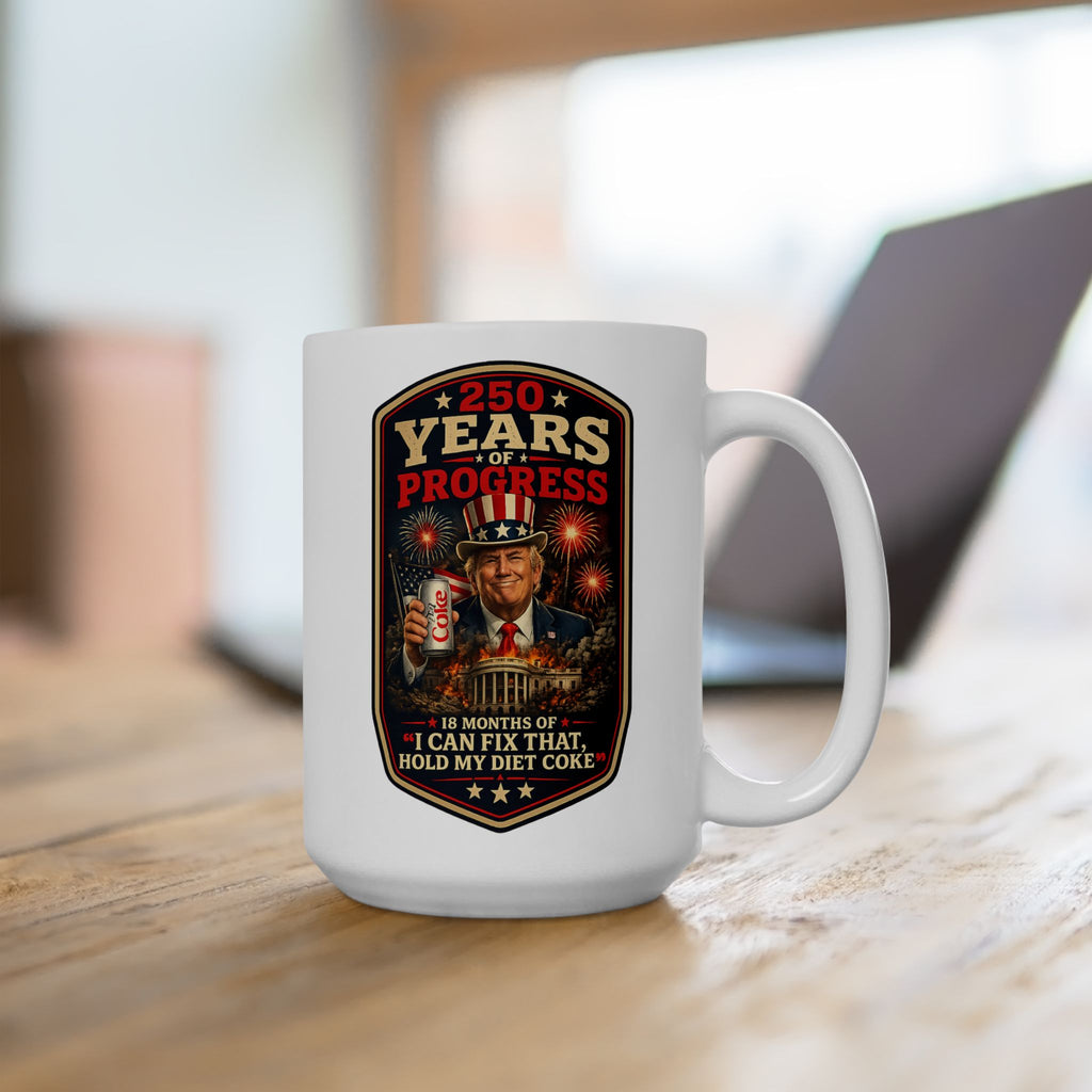 Large 15 Oz Mug - Vintage Horror Movie Poster Design 250 years of greatness hold my Diet Coke