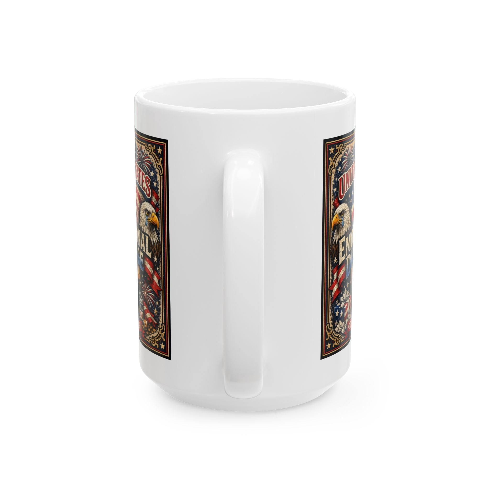 United States of Emotional Damage Patriotic Eagle Ceramic Mug – Proud American 15oz Coffee Cup