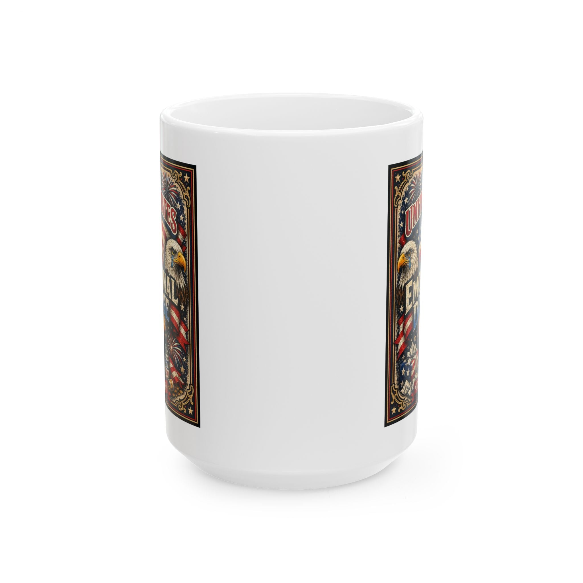 United States of Emotional Damage Patriotic Eagle Ceramic Mug – Proud American 15oz Coffee Cup