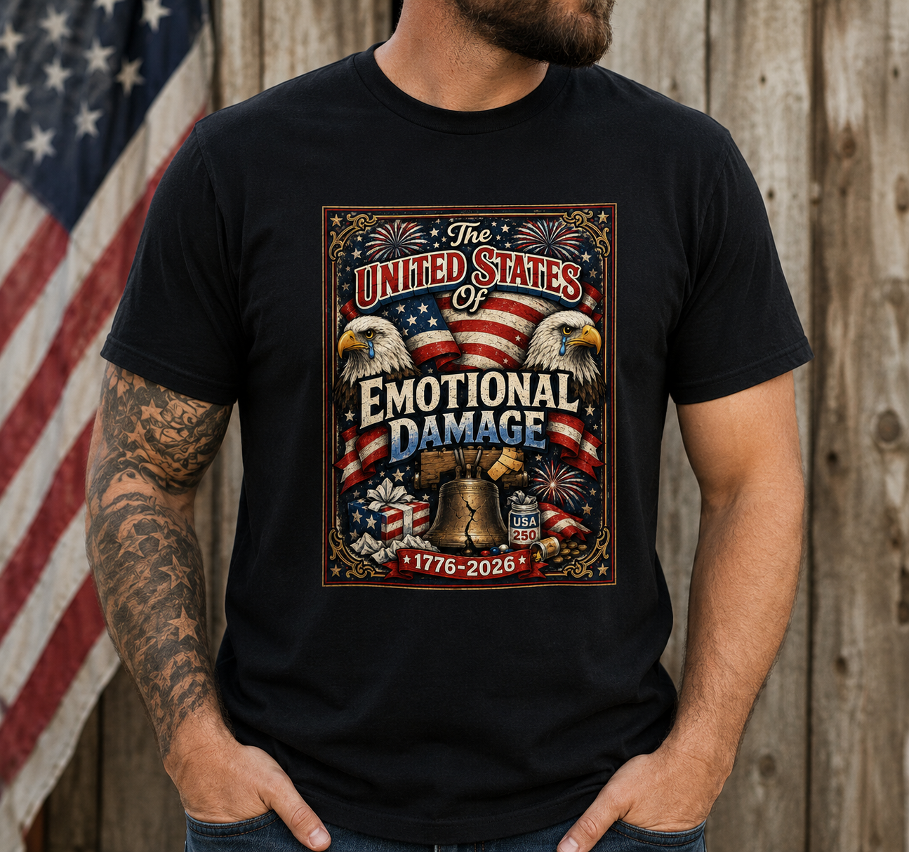 Emotional Damage Patriotic T-Shirt — "The United States of Emotional Damage" Vintage Liberty Tee