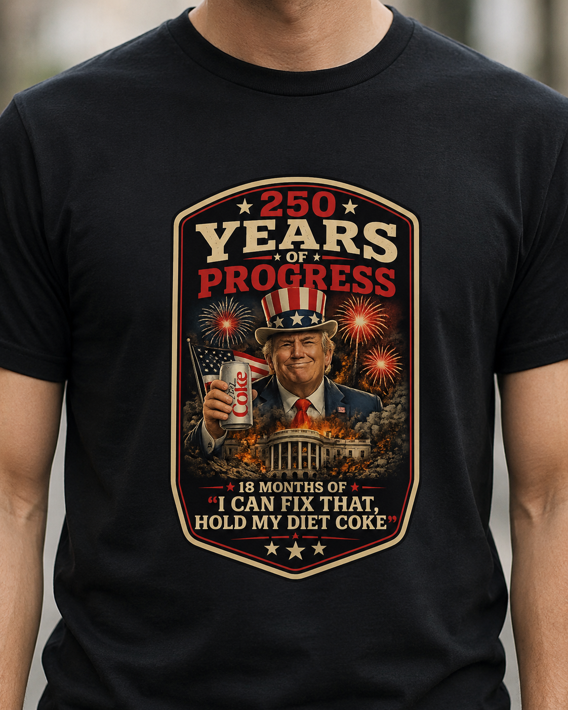 Patriotic Retro Uncle Sam T-Shirt – "250 Years of Progress" Vintage Americana Tee