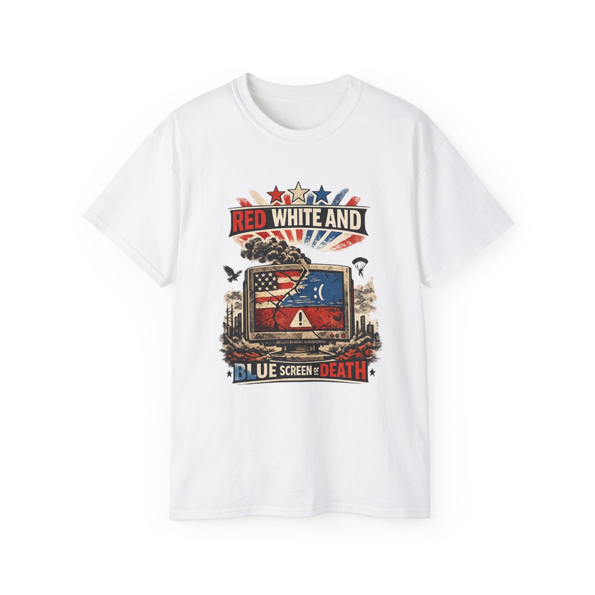 Patriotic 'Red White and Blue Screen of Death' Graphic Tee