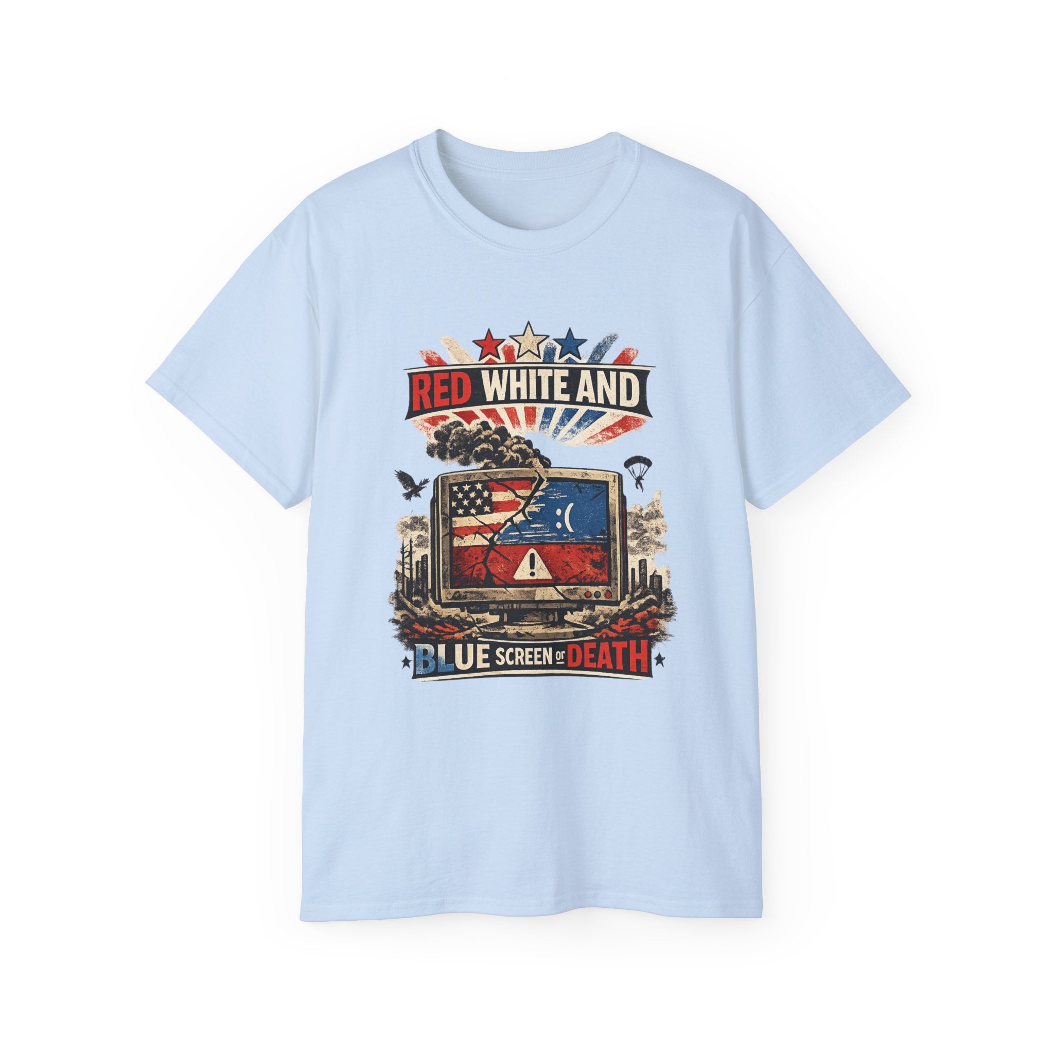 Patriotic 'Red White and Blue Screen of Death' Graphic Tee